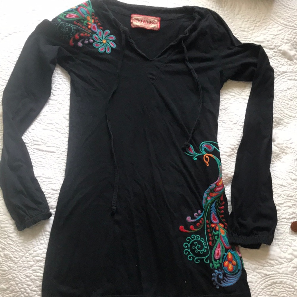 Johnny Was Black Long Sleeve Shirt